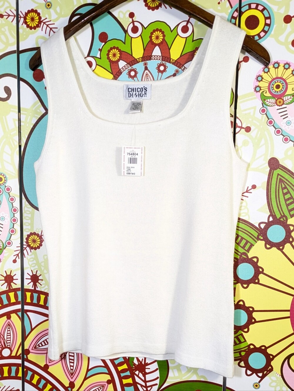 Chico's Women's White NWT Knit Shell Tank Top Casual Layering Business Casual 2